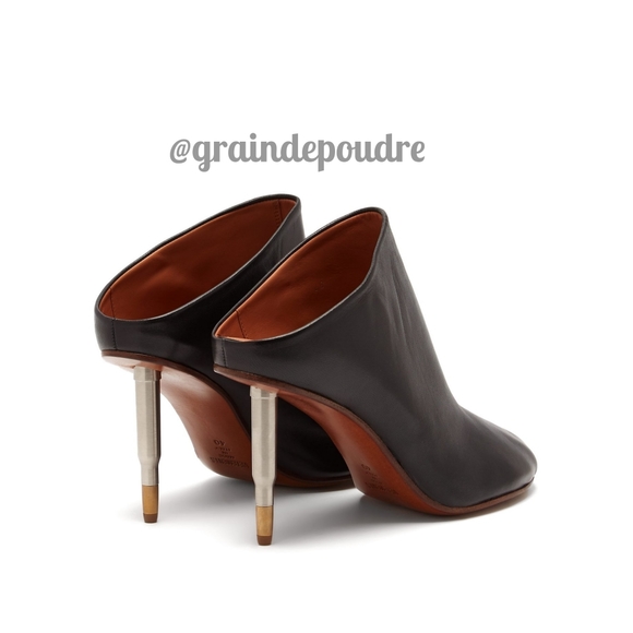 ♥️ 4x HP ♥️ Vetements Soft Black Leather Round Toe Bullet Heel Mules 38 7.5 - Picture 6 of 11